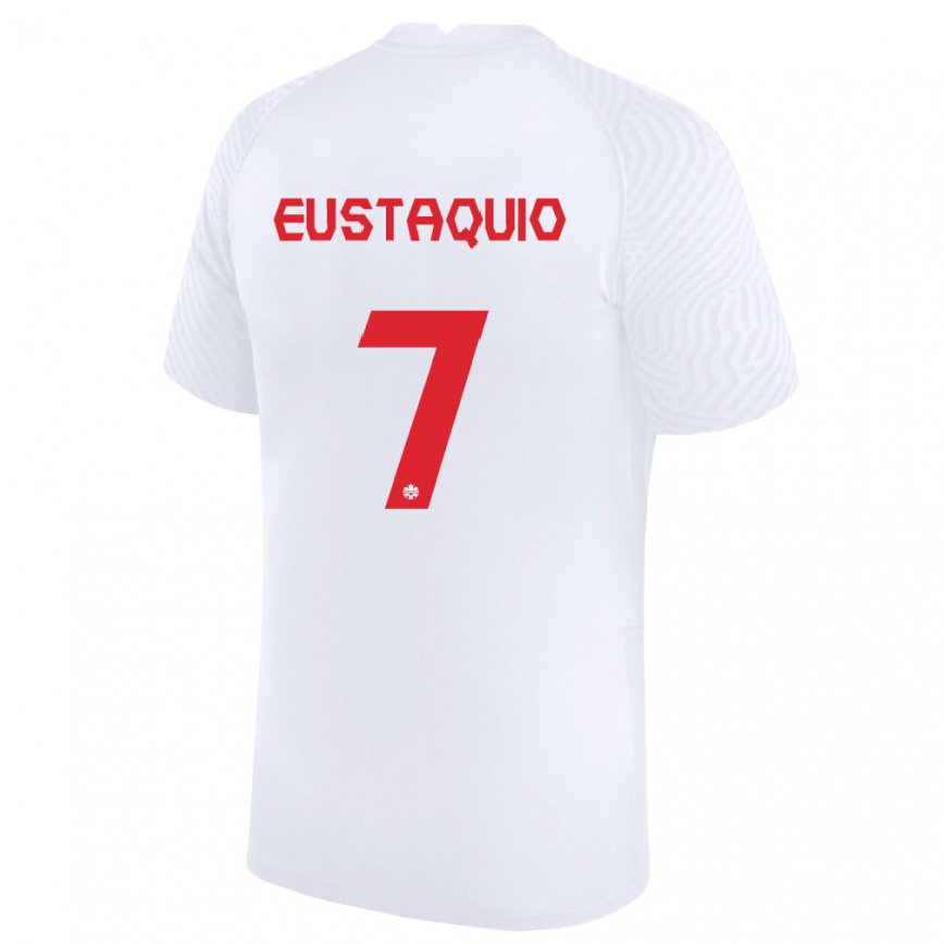 Hombre Camiseta Canadá Stephen Eustaquio #7 Blanco 2ª Equipación 22-24