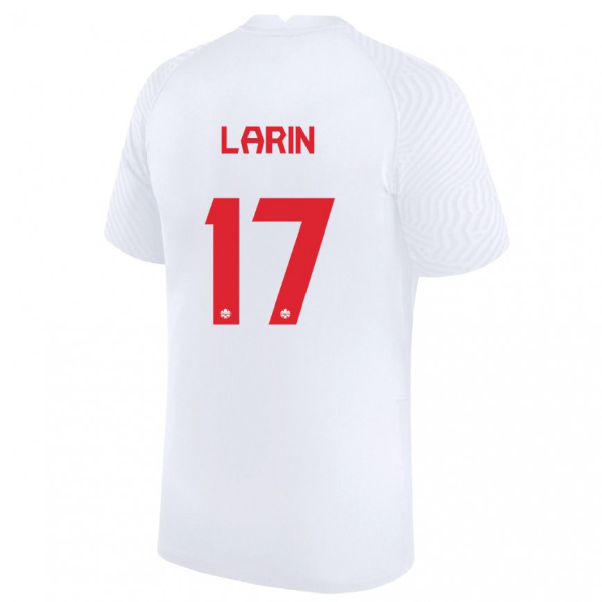 Hombre Camiseta Canadá Cyle Larin #17 Blanco 2ª Equipación 22-24