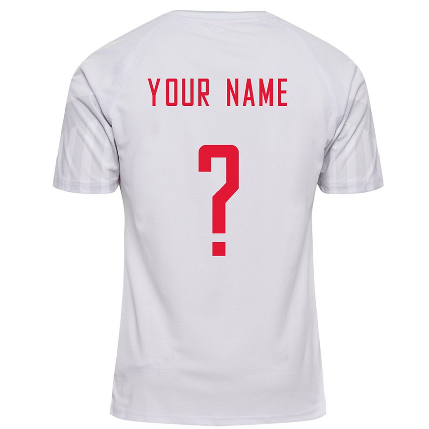 Hombre Camiseta Dinamarca Su Nombre #0 Blanco 2ª Equipación 22-24