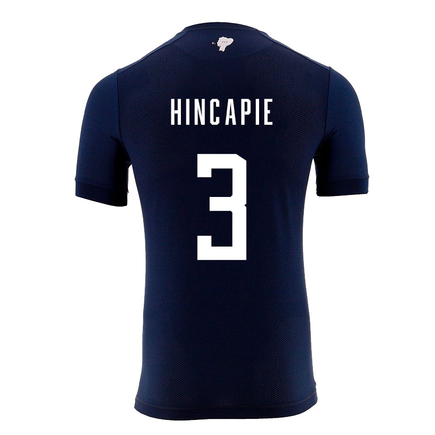 Hombre Camiseta Ecuador Piero Hincapie #3 Azul Marino 2ª Equipación 22-24