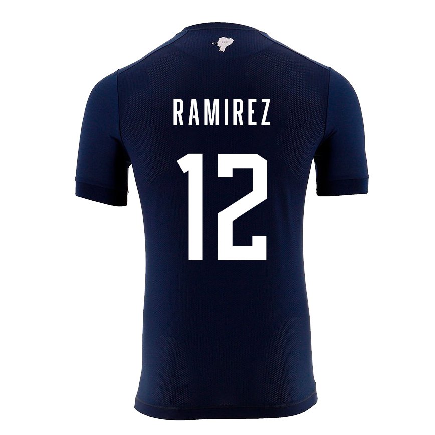 Hombre Camiseta Ecuador Moises Ramirez #12 Azul Marino 2ª Equipación 22-24