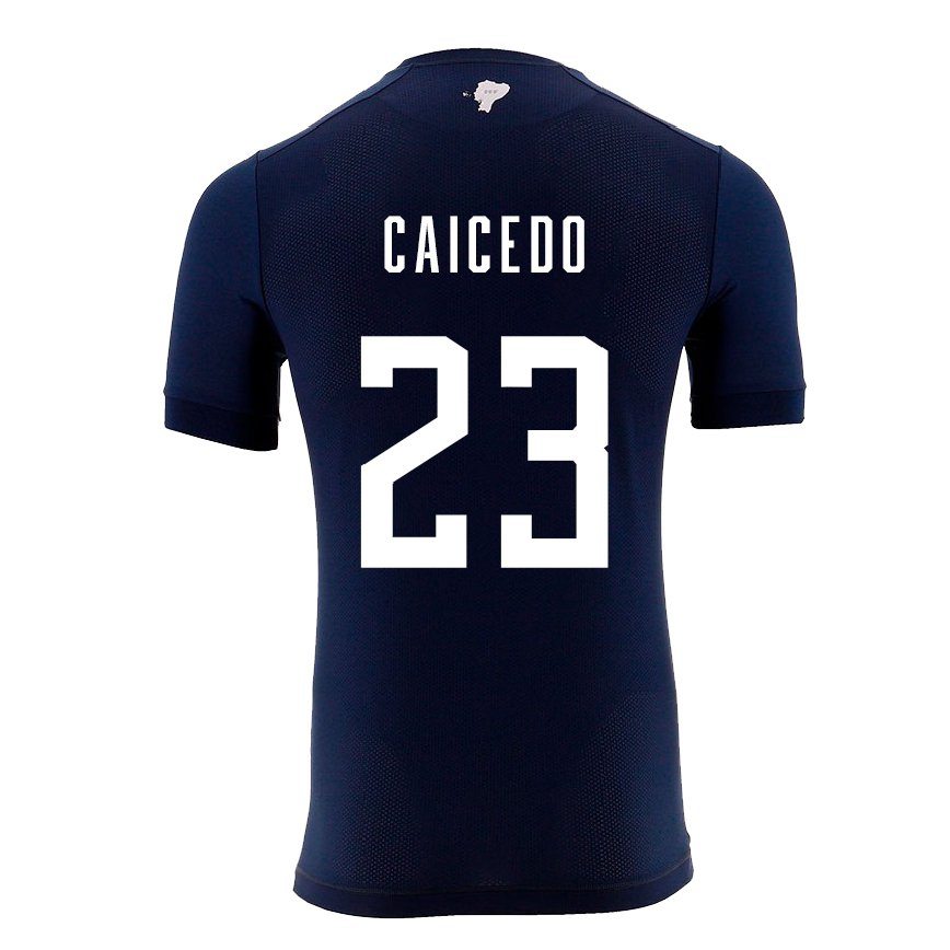 Hombre Camiseta Ecuador Moises Caicedo #23 Azul Marino 2ª Equipación 22-24