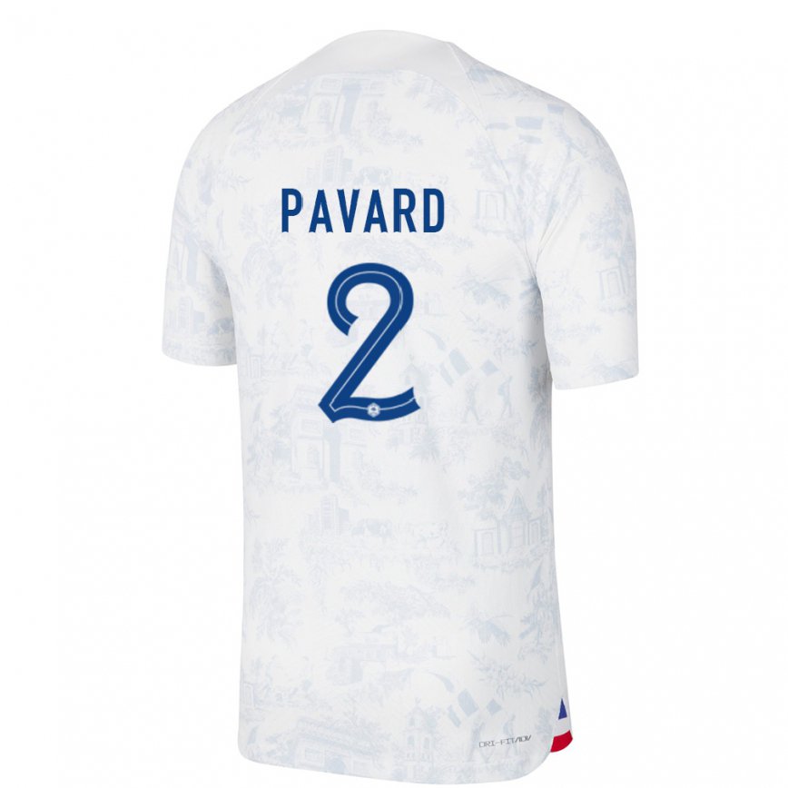 Hombre Camiseta Francia Benjamin Pavard #2 Blanco Azul 2ª Equipación 22-24