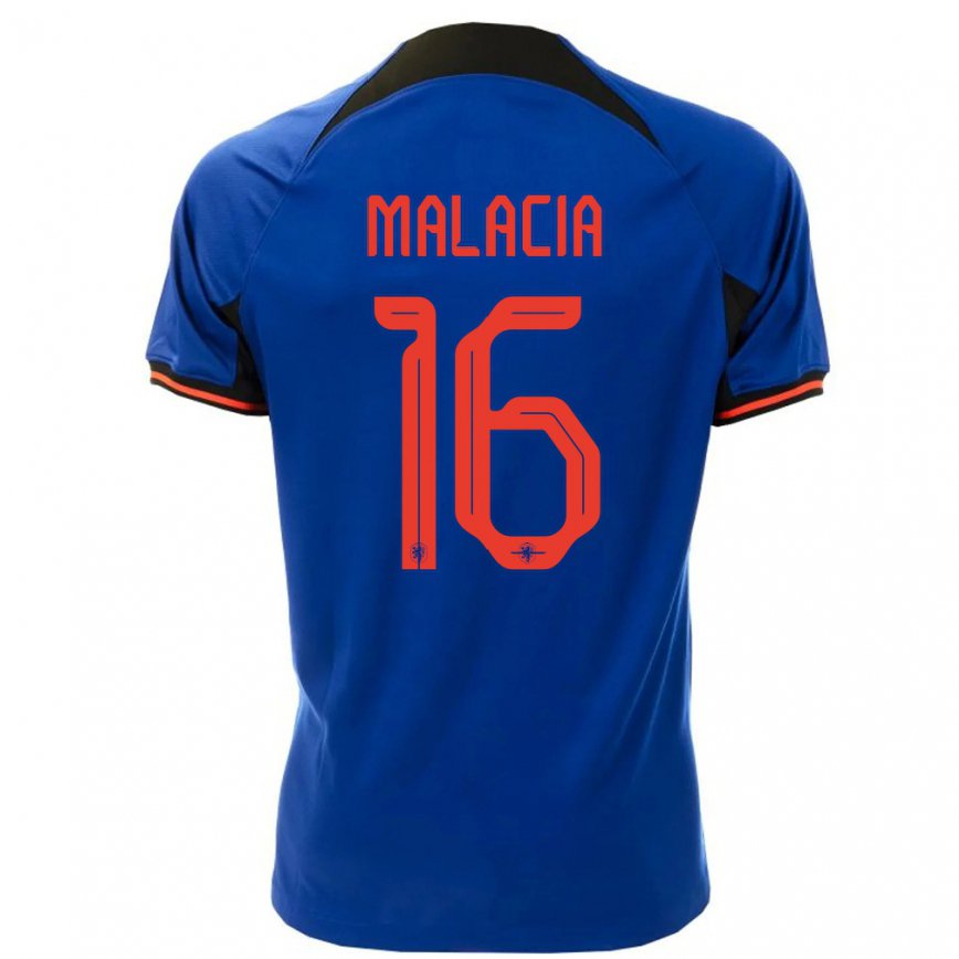 Hombre Camiseta Países Bajos Tyrell Malacia #16 Azul Real 2ª Equipación 22-24