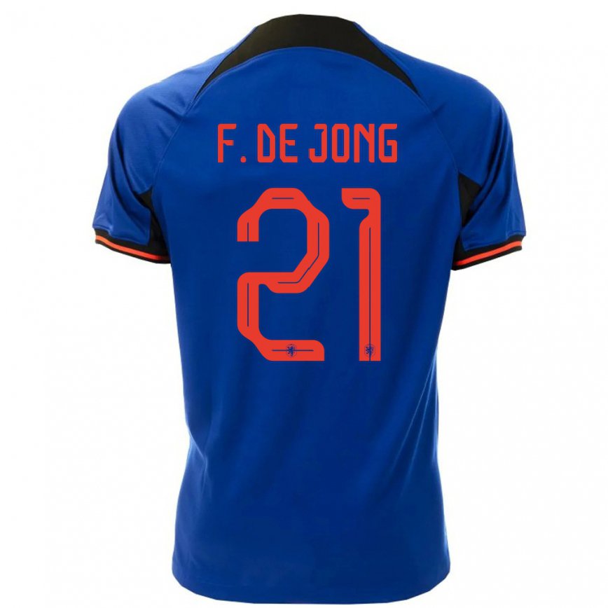 Hombre Camiseta Países Bajos Frenkie De Jong #21 Azul Real 2ª Equipación 22-24