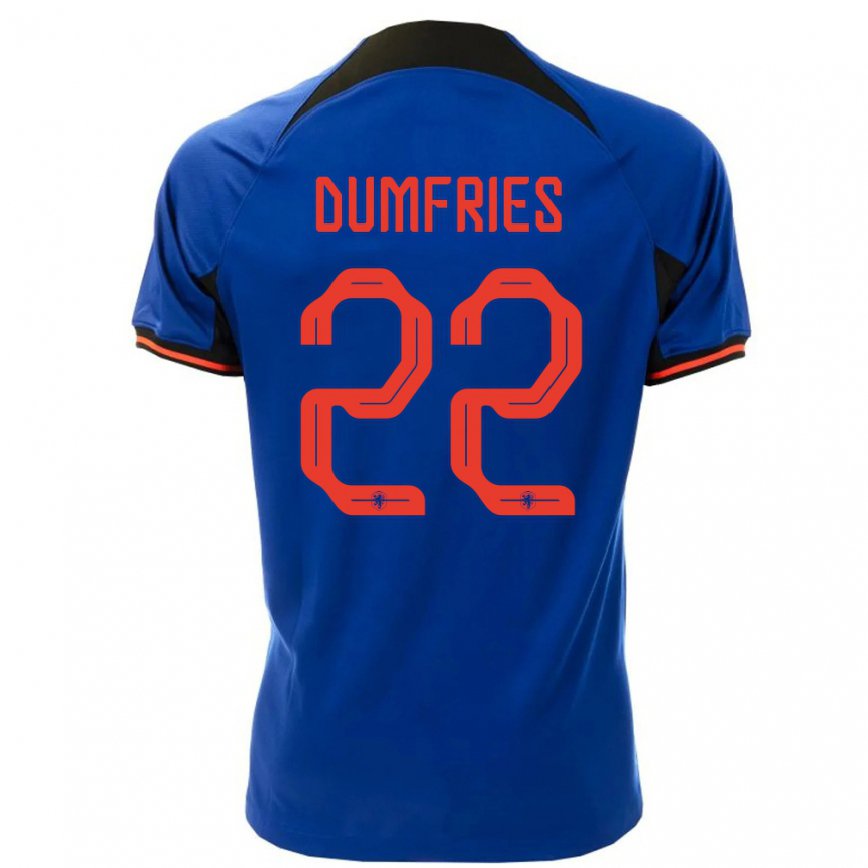 Hombre Camiseta Países Bajos Denzel Dumfries #22 Azul Real 2ª Equipación 22-24
