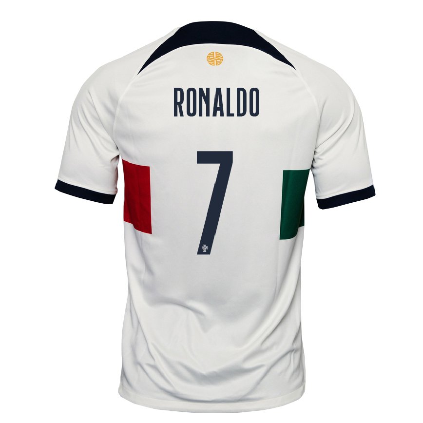 Hombre Camiseta Portugal Cristiano Ronaldo #7 Blanco 2ª Equipación 22-24