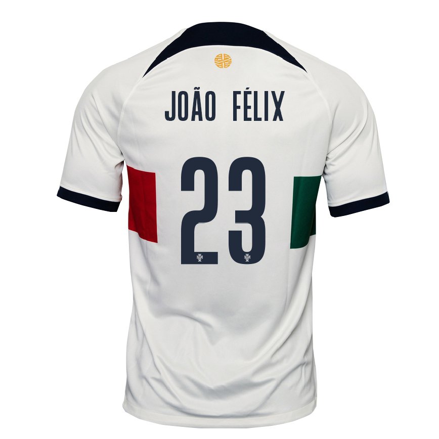 Hombre Camiseta Portugal Joao Felix #23 Blanco 2ª Equipación 22-24