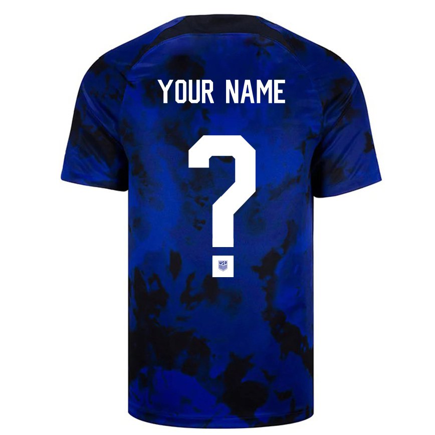 Hombre Camiseta Estados Unidos Su Nombre #0 Azul Real 2ª Equipación 22-24