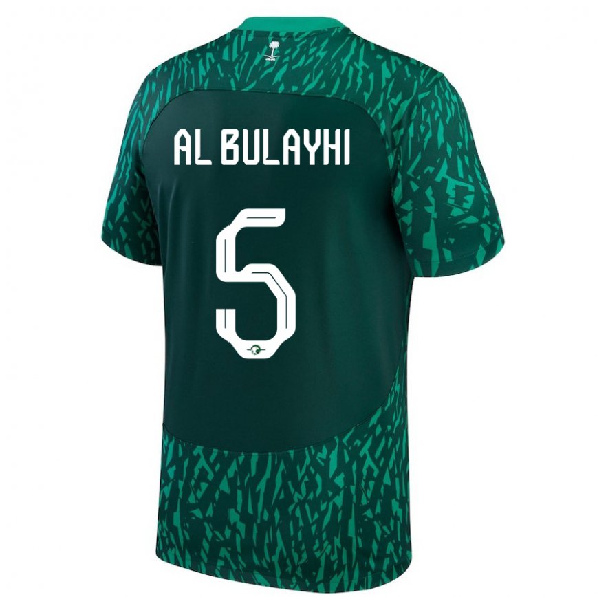 Hombre Camiseta Arabia Saudita Ali Al Bulayhi #5 Verde Oscuro 2ª Equipación 22-24
