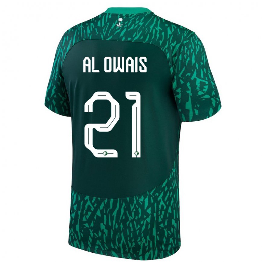 Hombre Camiseta Arabia Saudita Mohammed Al Owais #21 Verde Oscuro 2ª Equipación 22-24