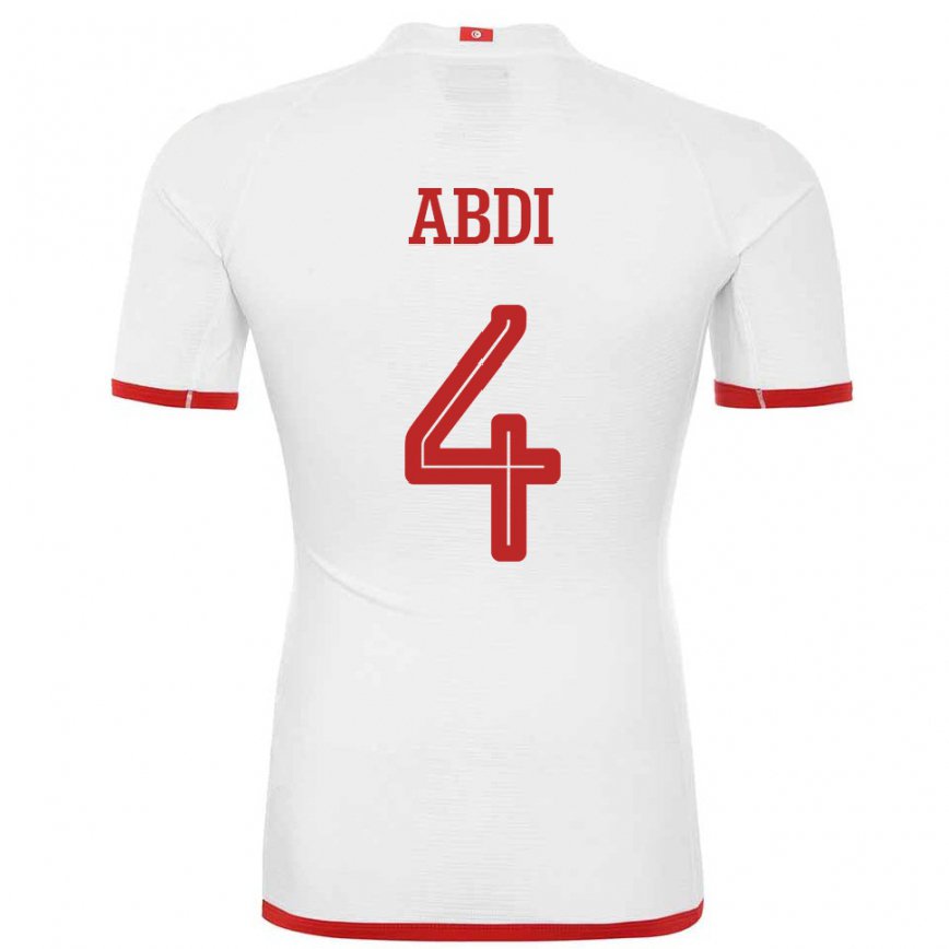 Hombre Camiseta Túnez Ali Abdi #4 Blanco 2ª Equipación 22-24
