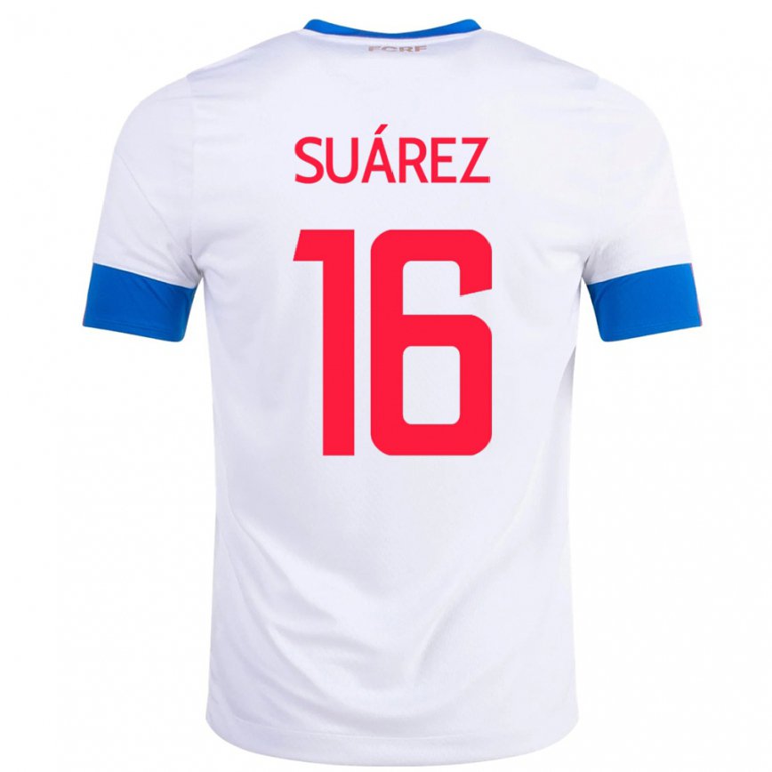 Hombre Camiseta Costa Rica Aaron Suarez #16 Blanco 2ª Equipación 22-24