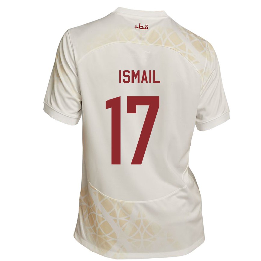 Hombre Camiseta Catar Ismail Mohamad #17 Beis Dorado 2ª Equipación 22-24