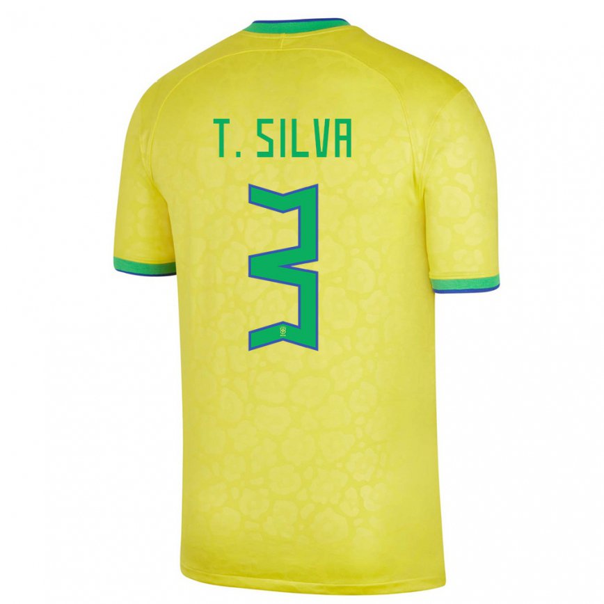 Mujer Camiseta Brasil Thiago Silva #3 Amarillo 1ª Equipación 22-24