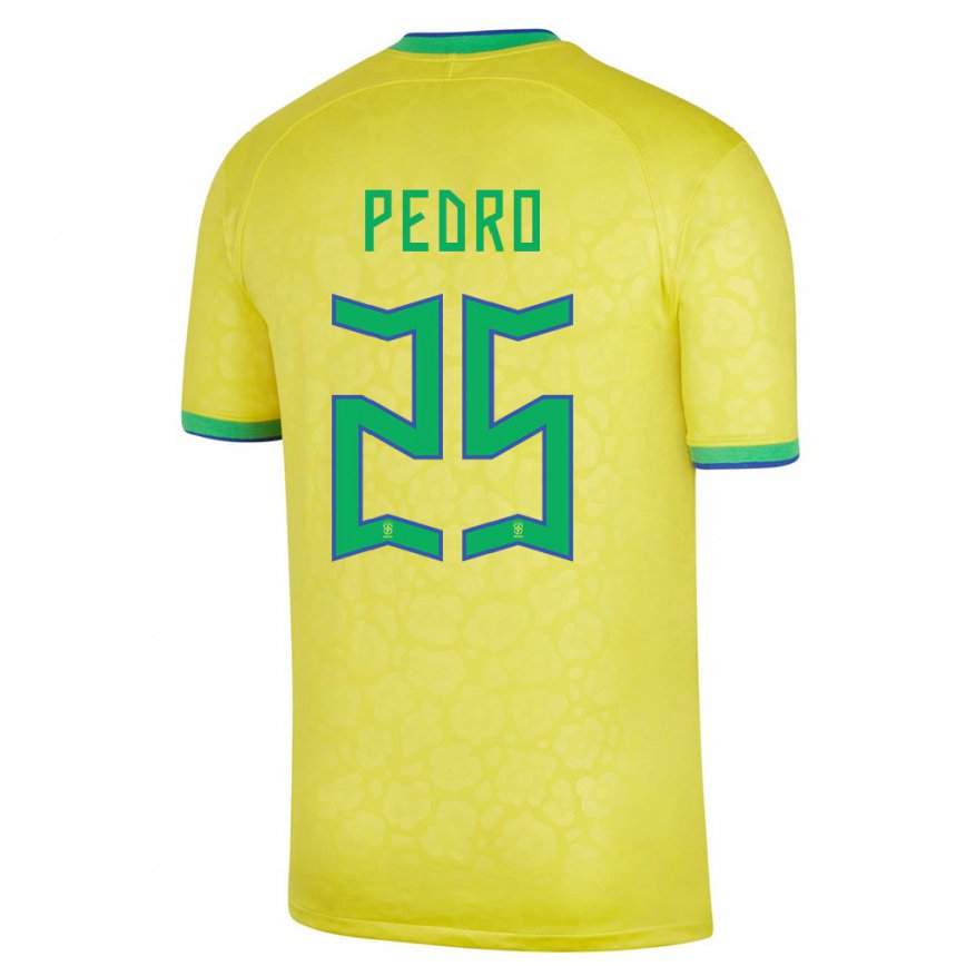 Mujer Camiseta Brasil Pedro #25 Amarillo 1ª Equipación 22-24