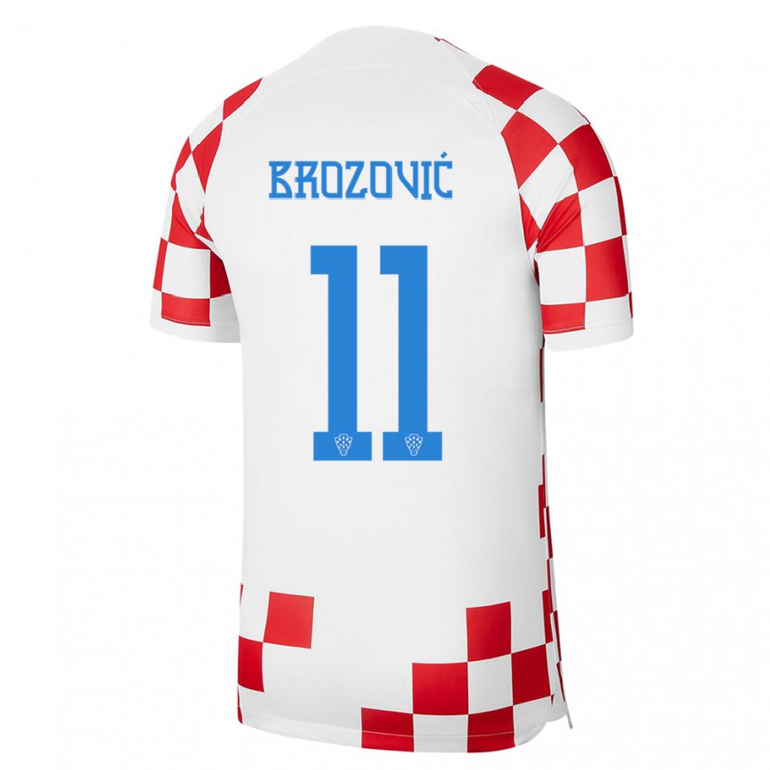 Mujer Camiseta Croacia Marcelo Brozovic #11 Rojo Blanco 1ª Equipación 22-24