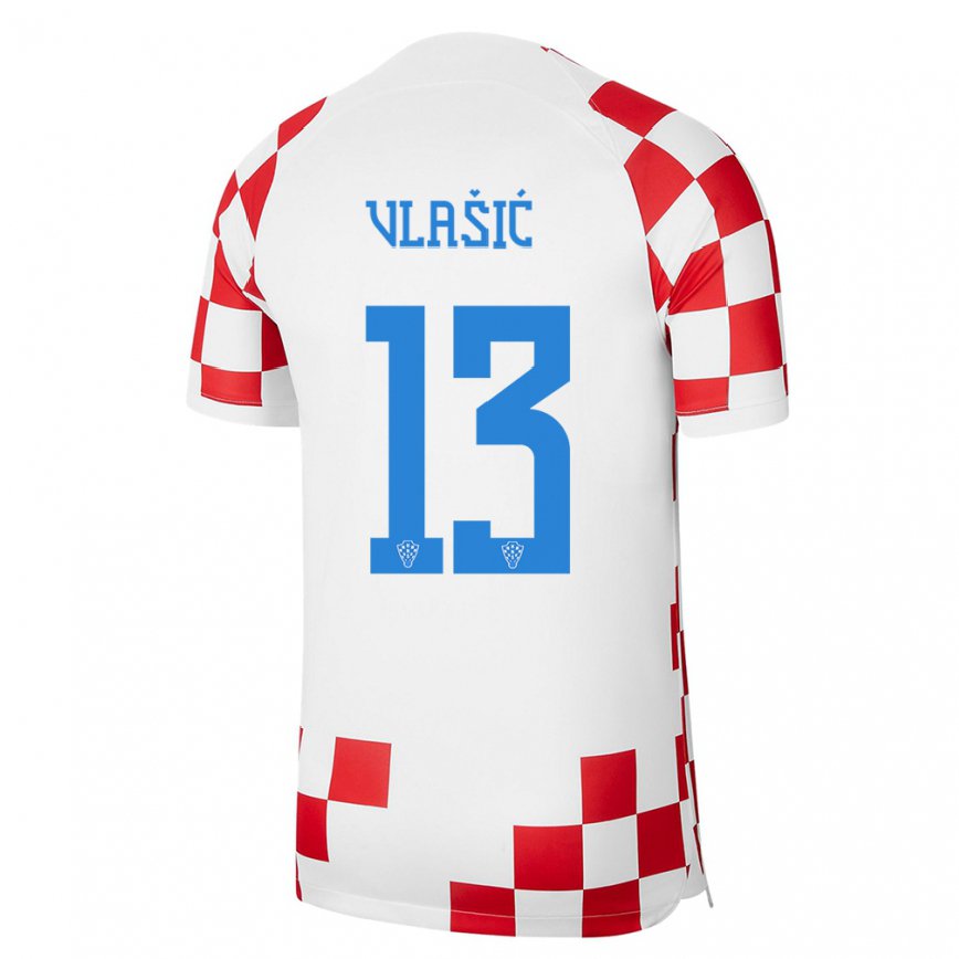 Mujer Camiseta Croacia Nikola Vlasic #13 Rojo Blanco 1ª Equipación 22-24