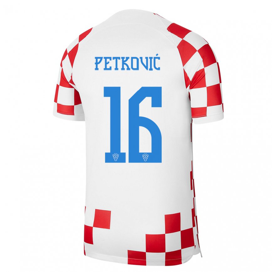 Mujer Camiseta Croacia Bruno Petkovic #16 Rojo Blanco 1ª Equipación 22-24