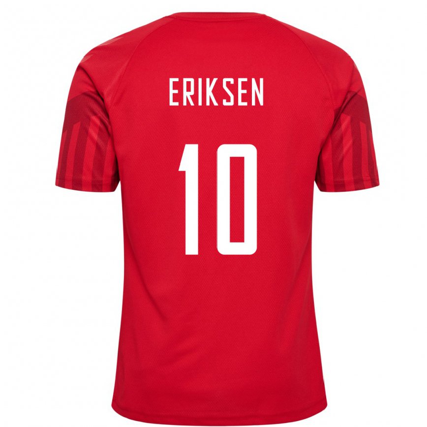 Mujer Camiseta Dinamarca Christian Eriksen #10 Rojo 1ª Equipación 22-24