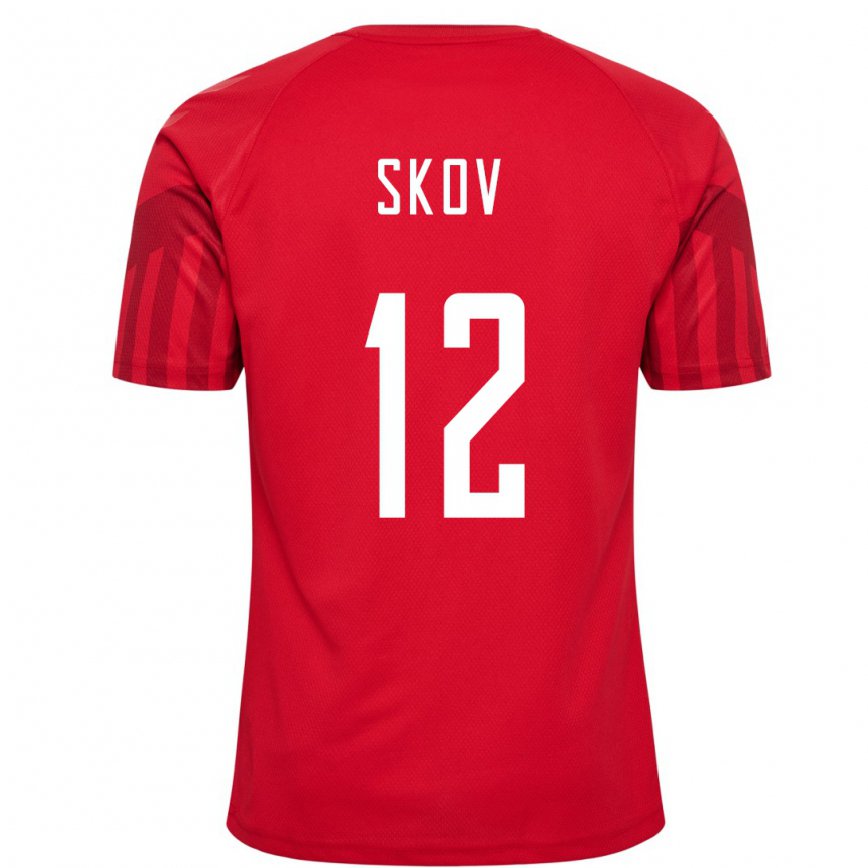 Mujer Camiseta Dinamarca Robert Skov #12 Rojo 1ª Equipación 22-24