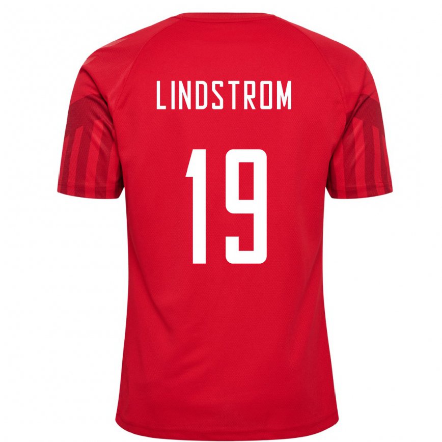 Mujer Camiseta Dinamarca Jesper Lindstrom #19 Rojo 1ª Equipación 22-24