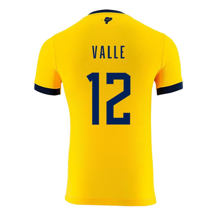 Mujer Camiseta Ecuador Gonzalo Valle #12 Amarillo 1ª Equipación 22-24