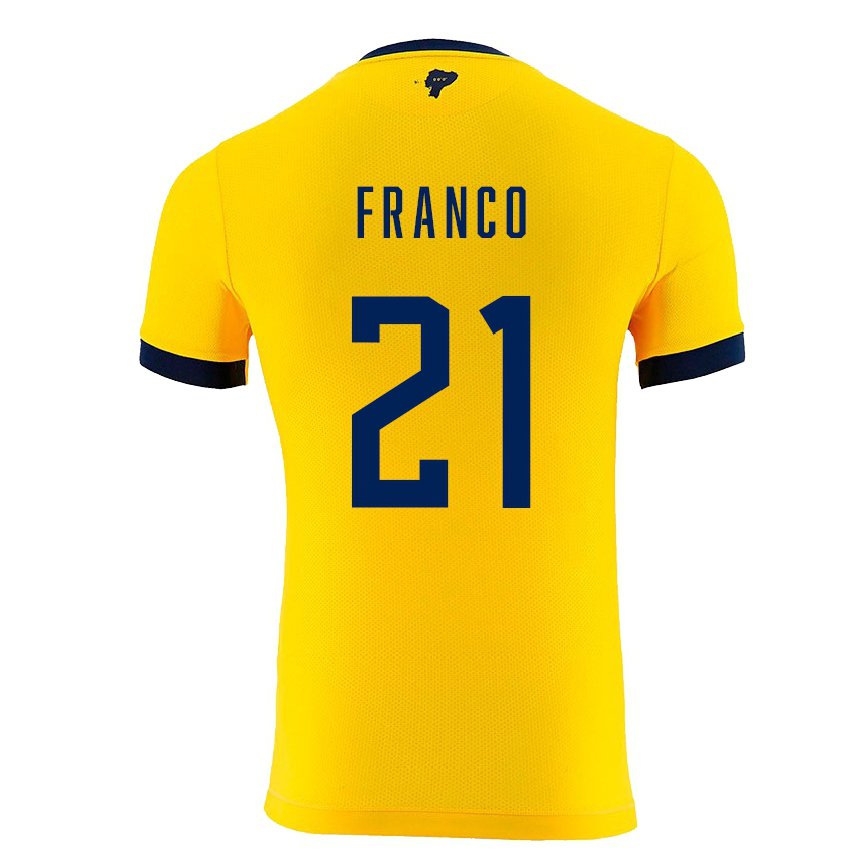 Mujer Camiseta Ecuador Alan Franco #21 Amarillo 1ª Equipación 22-24