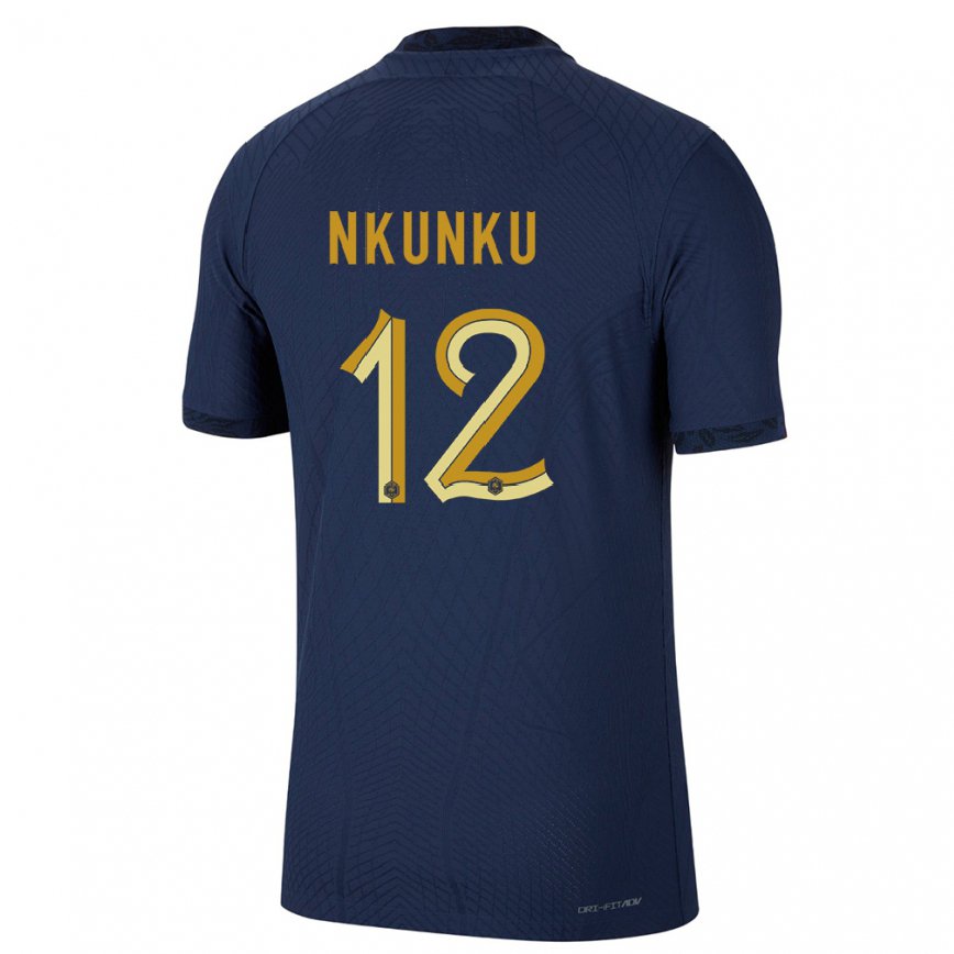 Mujer Camiseta Francia Christopher Nkunku #12 Azul Marino 1ª Equipación 22-24
