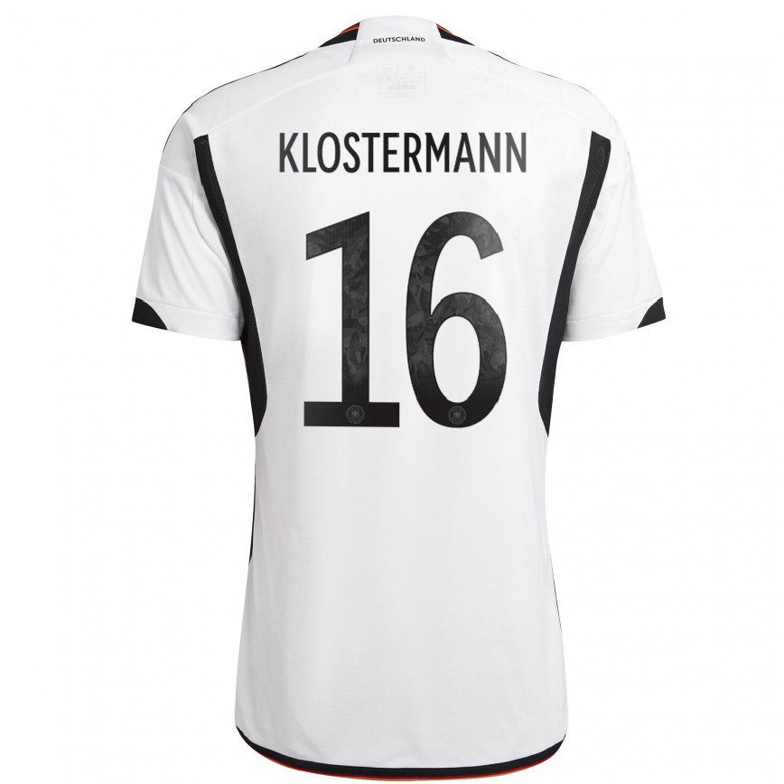 Mujer Camiseta Alemania Lukas Klostermann #16 Blanco Negro 1ª Equipación 22-24