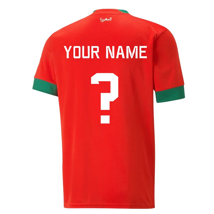 Mujer Camiseta Marruecos Su Nombre #0 Rojo 1ª Equipación 22-24