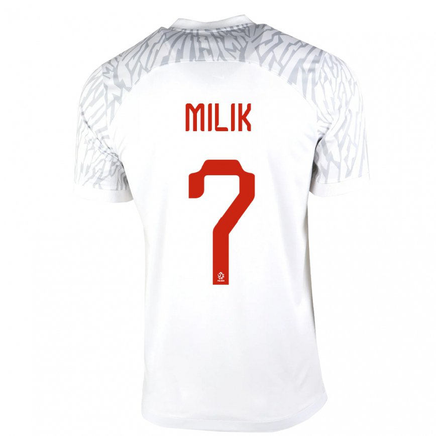 Mujer Camiseta Polonia Arkadiusz Milik #7 Blanco 1ª Equipación 22-24
