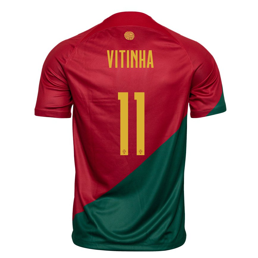 Mujer Camiseta Portugal Vitinha #11 Rojo Verde 1ª Equipación 22-24