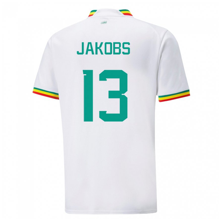 Mujer Camiseta Senegal Ismail Jakobs #13 Blanco 1ª Equipación 22-24