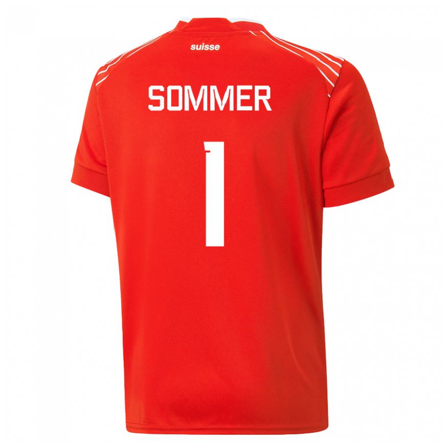 Mujer Camiseta Suiza Yann Sommer #1 Rojo 1ª Equipación 22-24