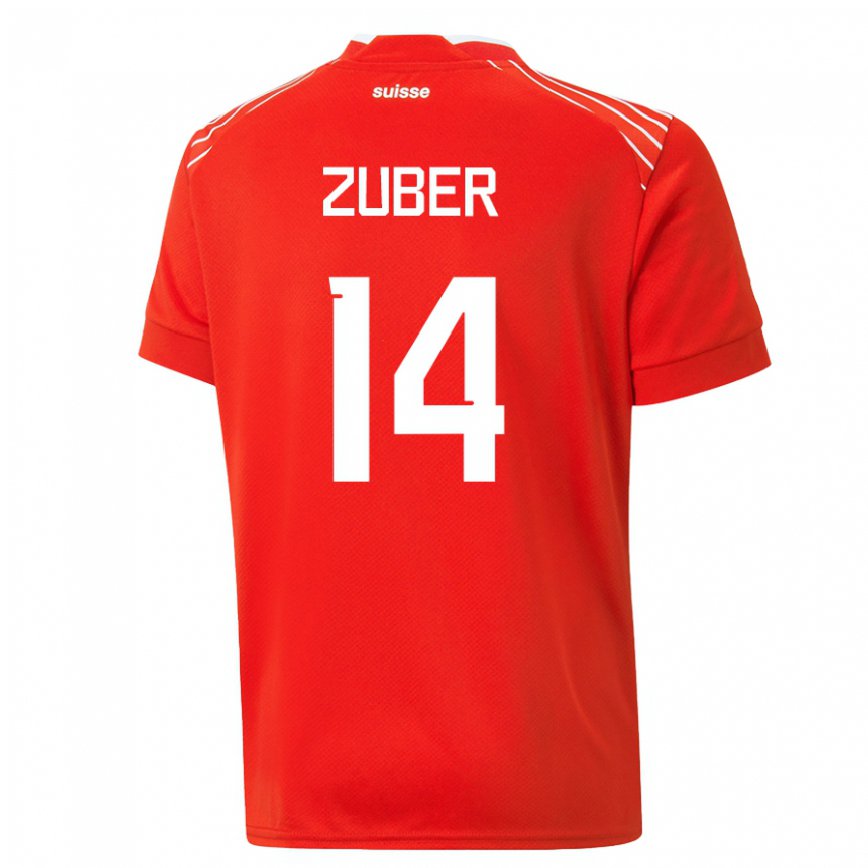 Mujer Camiseta Suiza Steven Zuber #14 Rojo 1ª Equipación 22-24