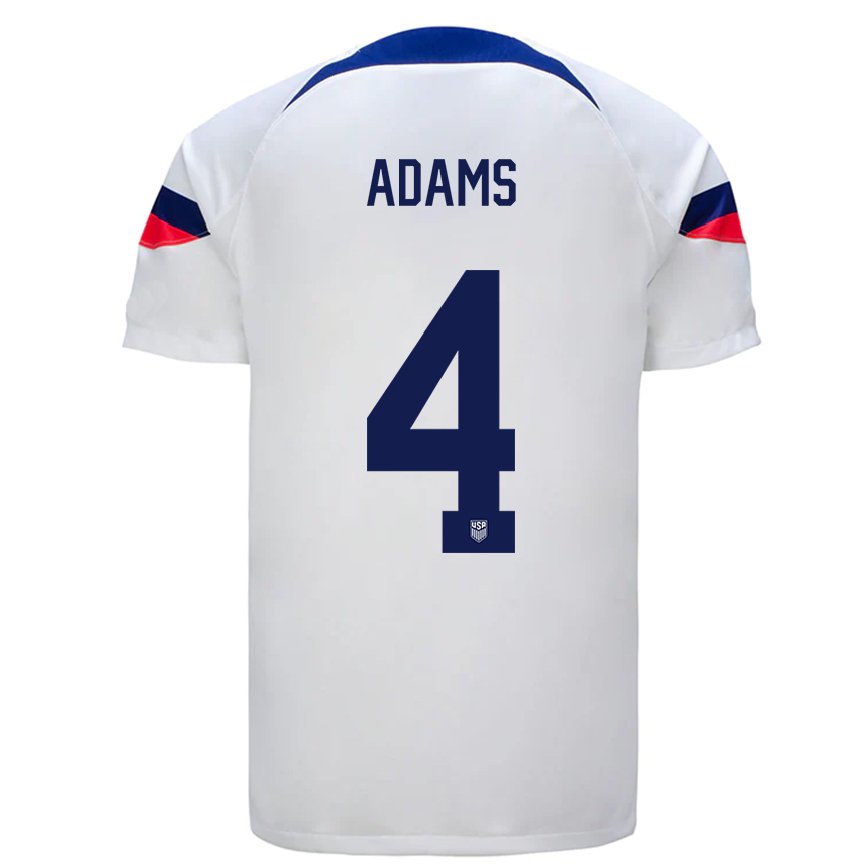 Mujer Camiseta Estados Unidos Tyler Adams #4 Blanco 1ª Equipación 22-24