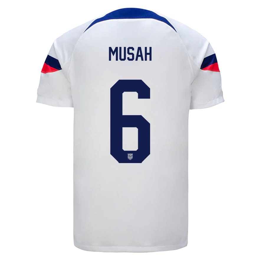 Mujer Camiseta Estados Unidos Yunus Musah #6 Blanco 1ª Equipación 22-24