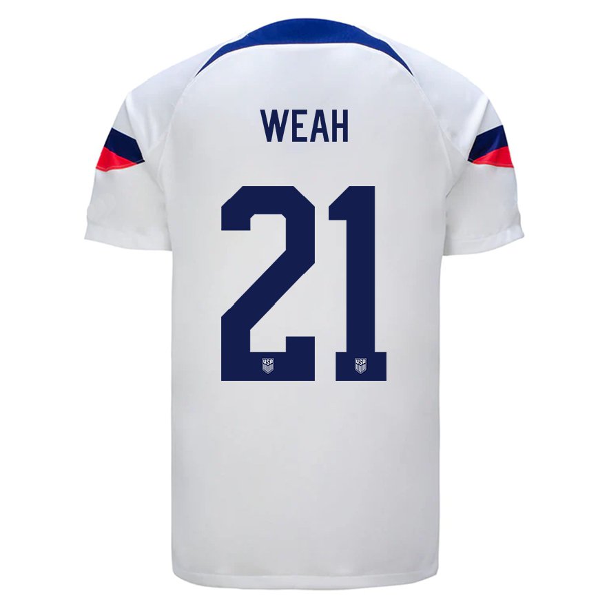 Mujer Camiseta Estados Unidos Timothy Weah #21 Blanco 1ª Equipación 22-24