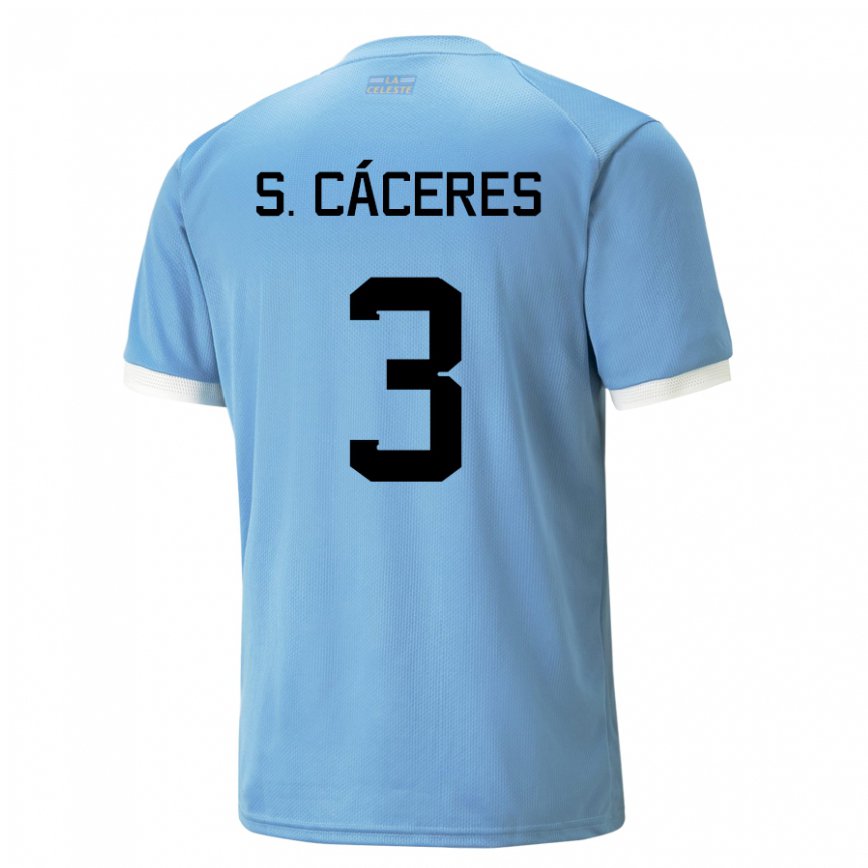Mujer Camiseta Uruguay Sebastian Caceres #3 Azul 1ª Equipación 22-24