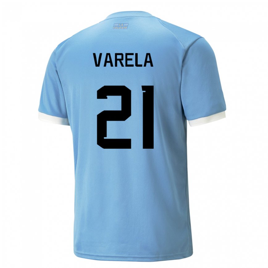 Mujer Camiseta Uruguay Gullermo Varela #21 Azul 1ª Equipación 22-24