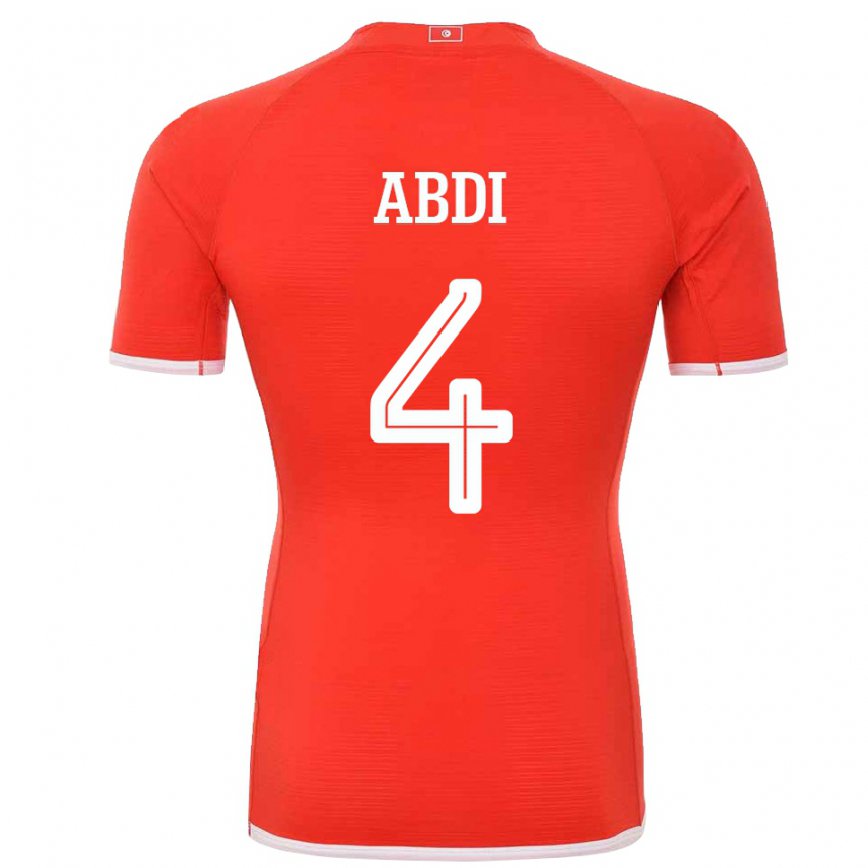 Mujer Camiseta Túnez Ali Abdi #4 Rojo 1ª Equipación 22-24