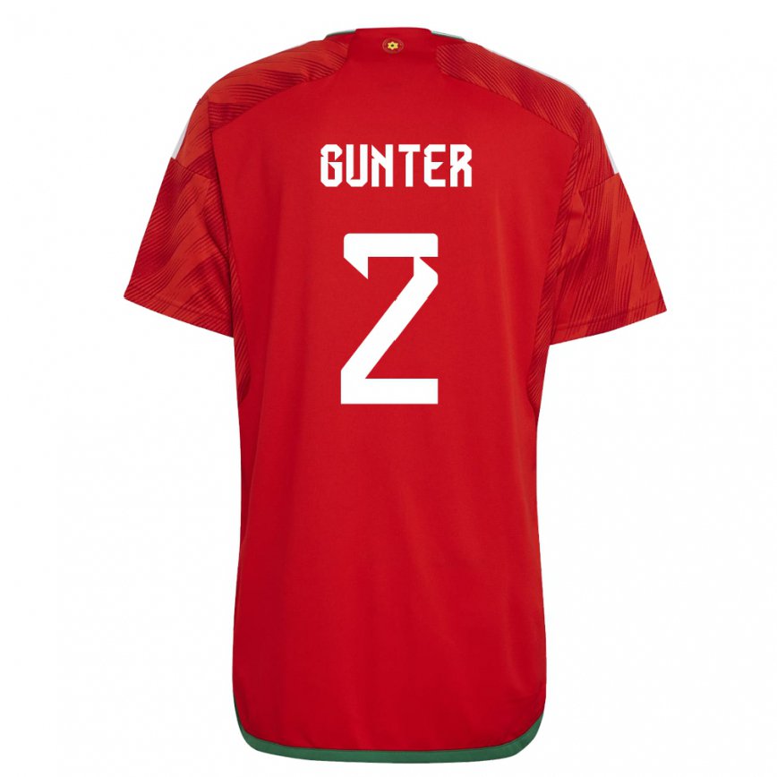 Mujer Camiseta Gales Chris Gunter #2 Rojo 1ª Equipación 22-24
