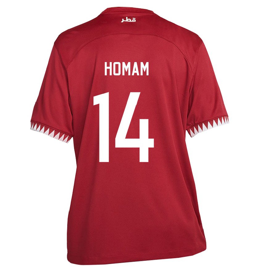 Mujer Camiseta Catar Homam Ahmed #14 Granate 1ª Equipación 22-24