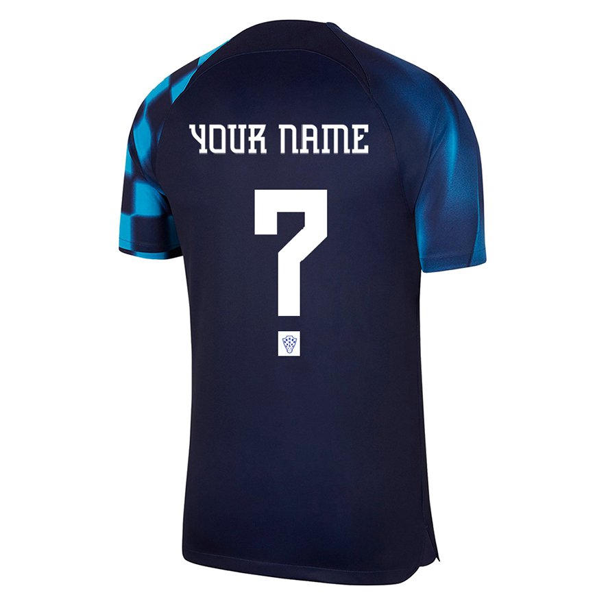 Mujer Camiseta Croacia Su Nombre #0 Azul Oscuro 2ª Equipación 22-24