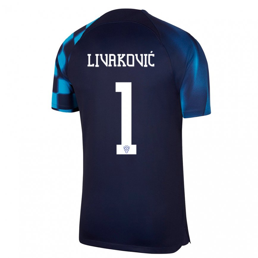 Mujer Camiseta Croacia Dominik Livakovic #1 Azul Oscuro 2ª Equipación 22-24