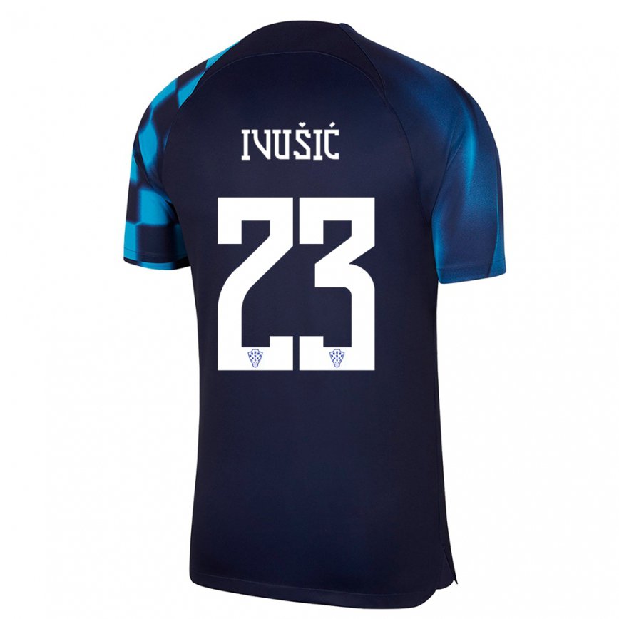 Mujer Camiseta Croacia Ivica Ivusic #23 Azul Oscuro 2ª Equipación 22-24