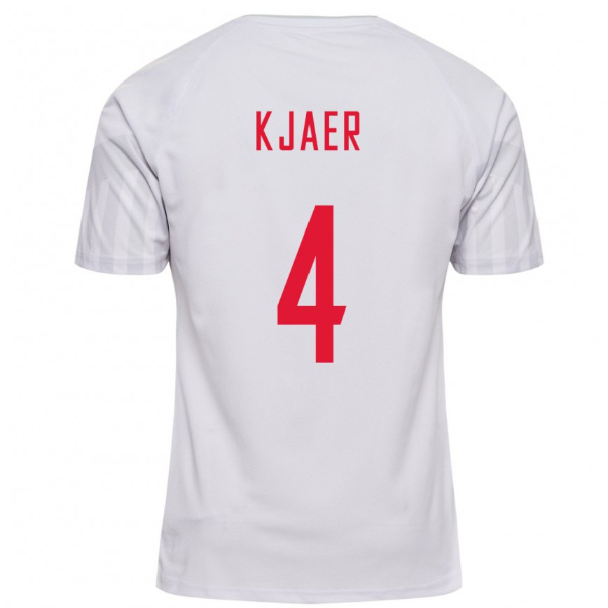 Mujer Camiseta Dinamarca Simon Kjaer #4 Blanco 2ª Equipación 22-24