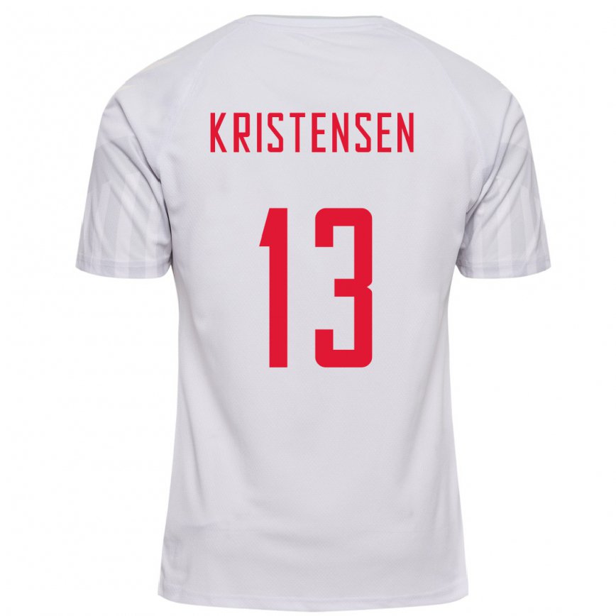 Mujer Camiseta Dinamarca Rasmus Kristensen #13 Blanco 2ª Equipación 22-24