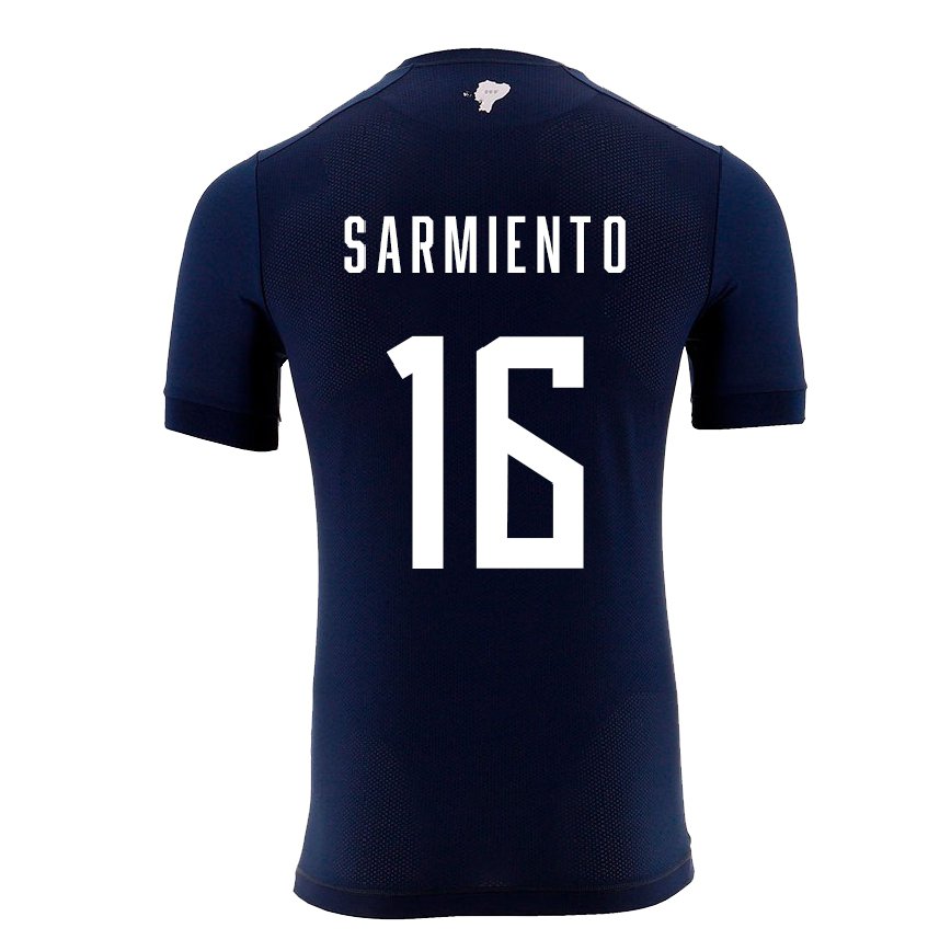 Mujer Camiseta Ecuador Jeremy Sarmiento #16 Azul Marino 2ª Equipación 22-24